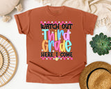 Watch Out Third Grade Here I Come graphic tee in Yam