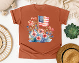 Flag With Flowers graphic tee in Yam