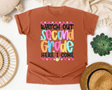 Watch Out Second Grade Here I Come graphic tee in Yam