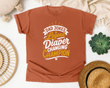 Dad Jokes Legend Diaper Changing Champion White graphic tee in Yam
