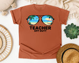 Teacher Off Duty Sunglasses graphic tee in Yam