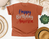 Happy Birthday America Grey graphic tee in Yam