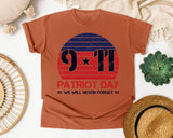 Patriot Day We Will Never Forget Red 3 graphic tee in Yam