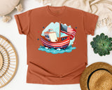 Patriotic Sailboat graphic tee in Yam