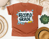 Second Grade Notebook Bow graphic tee in Yam