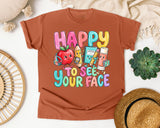 Happy To See Your Face Pastel graphic tee in Yam
