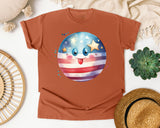 Patriotic Smiley Ball graphic tee in Yam