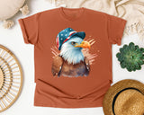 Eagle In Flag Hat Brown graphic tee in Yam