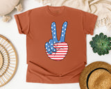 American Flag Peace Sign graphic tee in Yam