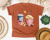 Patriotic Movie Snacks graphic tee in Yam