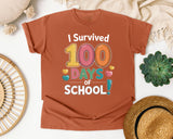 I Survived 100 Days Of School graphic tee in Yam