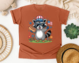 Patriotic Raccoon Hot Dog graphic tee in Yam