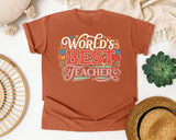 World's Best Teacher graphic tee in Yam