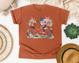 Bicycle With Flag And Flowers graphic tee in Yam