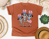 Patriotic Skeleton Trio Grey 2 graphic tee in Yam