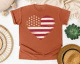 American Flag Heart Red 4 graphic tee in Yam