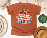 Patriotic Berry Cake Slice graphic tee in Yam