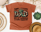 Funny Strong Loving Brave Dad graphic tee in Yam