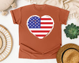 American Flag Heart White graphic tee in Yam