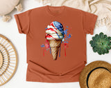 Patriotic Ice Cream Cone Grey graphic tee in Yam