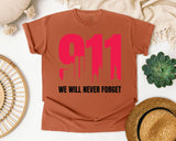 We Will Never Forget White 2 graphic tee in Yam