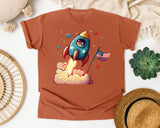 Rocket With American Flag graphic tee in Yam