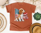 Puppy With American Flag graphic tee in Yam