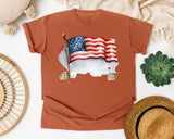 Waving American Flag Grey graphic tee in Yam