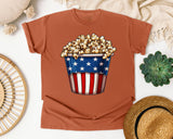 Patriotic Popcorn Bucket graphic tee in Yam