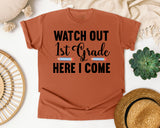 Watch Out 1st Grade Here I Come Pencils graphic tee in Yam