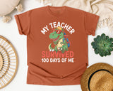 My Teacher Survived 100 Days Of Me graphic tee in Yam