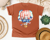 Bunnies In Hot Air Balloon graphic tee in Yam
