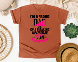 I'm A Proud Dad Of A Freaking Awesome Son Black graphic tee in Yam