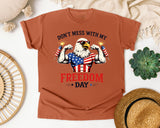 Don't Mess With My Freedom Day Grey graphic tee in Yam