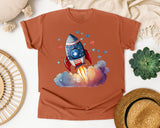 Rocket Launch With Stars graphic tee in Yam