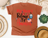 My Heart Belongs To America Red graphic tee in Yam
