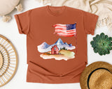 Flag Over Farmhouse graphic tee in Yam