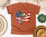 Floral American Flag Grey 2 graphic tee in Yam