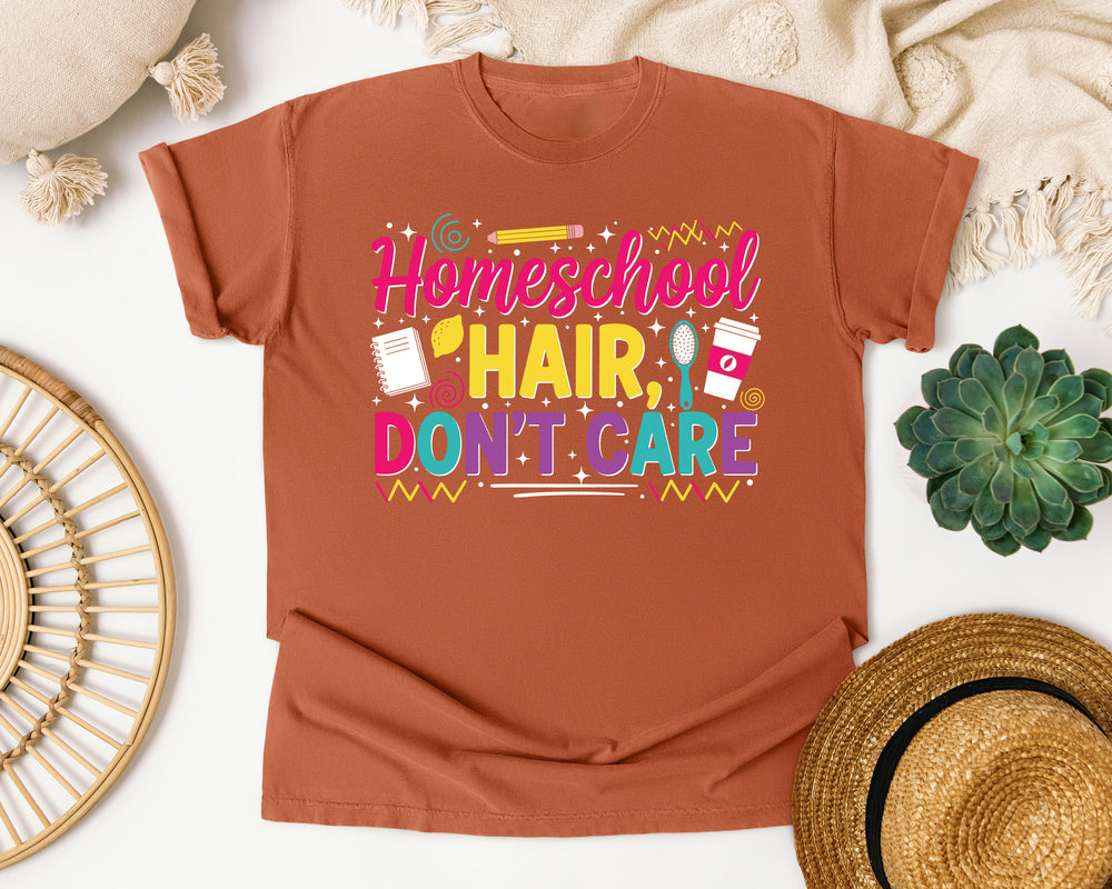 Homeschool Hair Dont Care Bright graphic tee in Yam