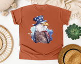 Eagle In Flag Hat Grey graphic tee in Yam