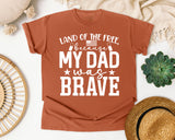 Land Of The Free Because My Dad Was Brave White 2 graphic tee in Yam