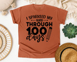 I Sparkled My Way Through 100 Days White graphic tee in Yam