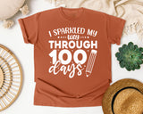I Sparkled My Way Through 100 Days White 2 graphic tee in Yam
