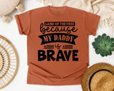 Land Of The Free Because My Daddy Is Brave White graphic tee in Yam