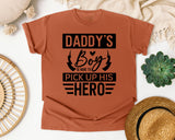 Daddy's Boy Is Here To Pick Up His Hero White graphic tee in Yam