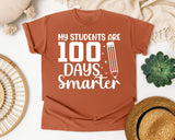 My Students Are 100 Days Smarter White 2 graphic tee in Yam
