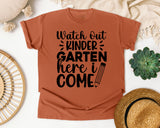 Watch Out Kindergarten Here I Come White graphic tee in Yam
