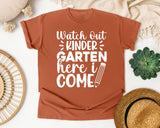 Watch Out Kindergarten Here I Come White 2 graphic tee in Yam
