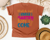 Watch Out Kindergarten Here I Come Red graphic tee in Yam