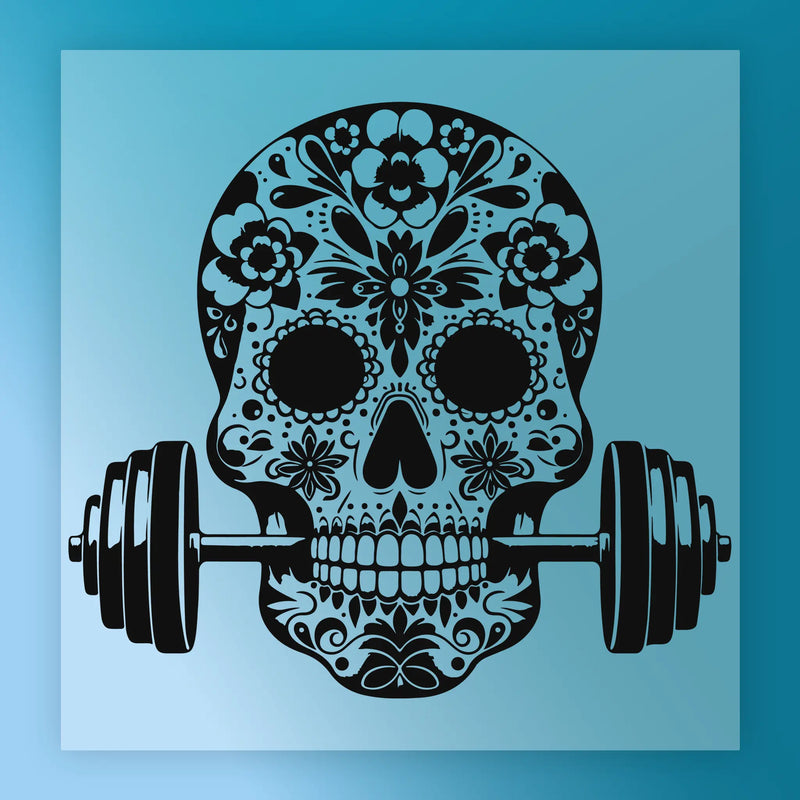Sugar Skull Barbell Design - Ready to Press - InkMerge DTF Transfer